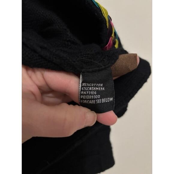 Michael Simon Multicolor Braid Basketweave Cardigan Sweater Black Small Petite - Picture 4 of 8